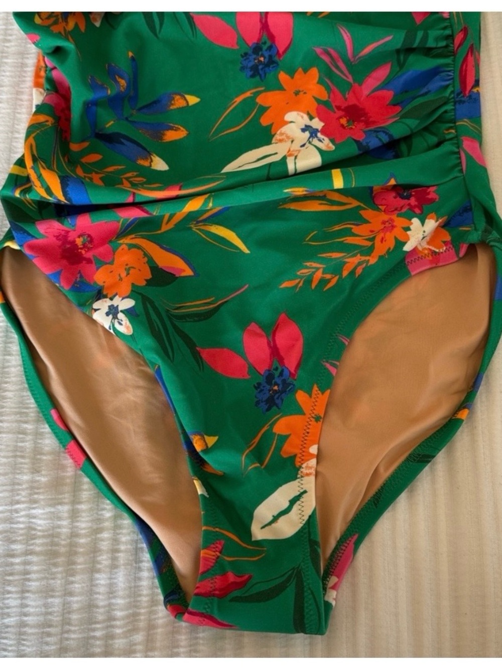 J. Crew Green Floral One-Piece Swimsuit Medium NWT - Picture 4 of 8